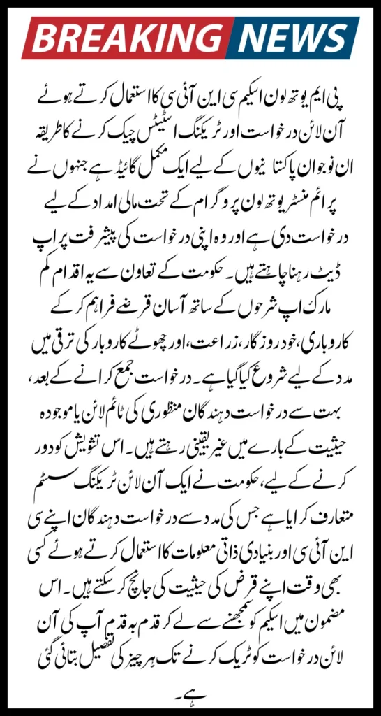 PM Youth Loan Scheme How To Check Application & Tracking Status Online Using CNIC