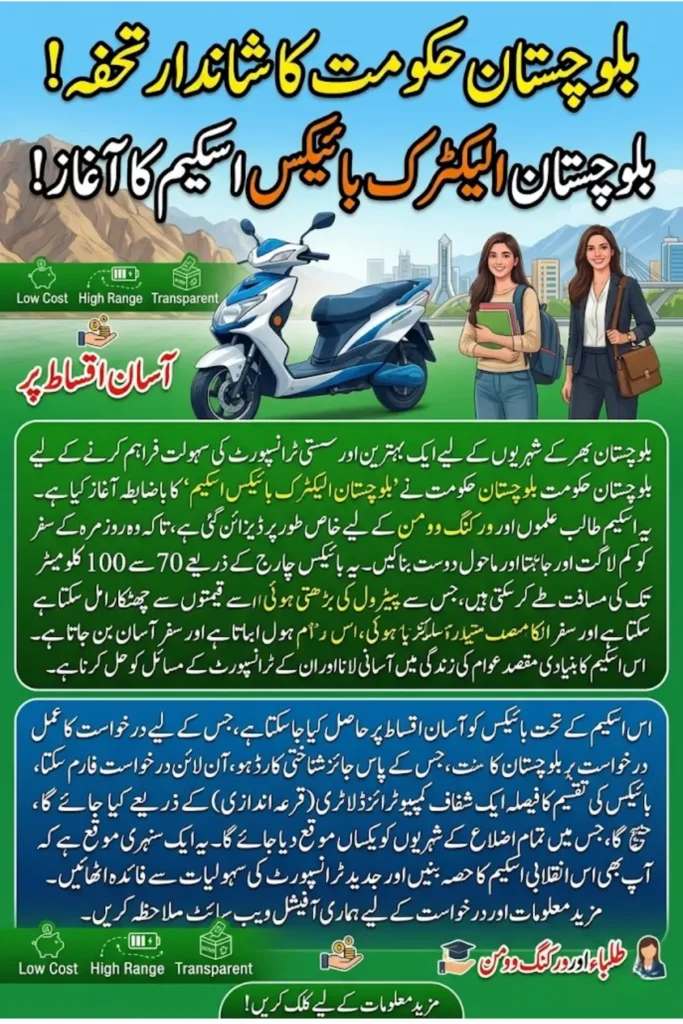Balochistan Electric Bikes Scheme: Affordable and Eco-Friendly Transport for Citizens