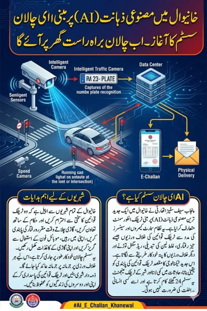 AI E-Challan System Launched in Khanewal: Punjab Safe Cities Authority Introduces Smart Traffic Enforcement Technology