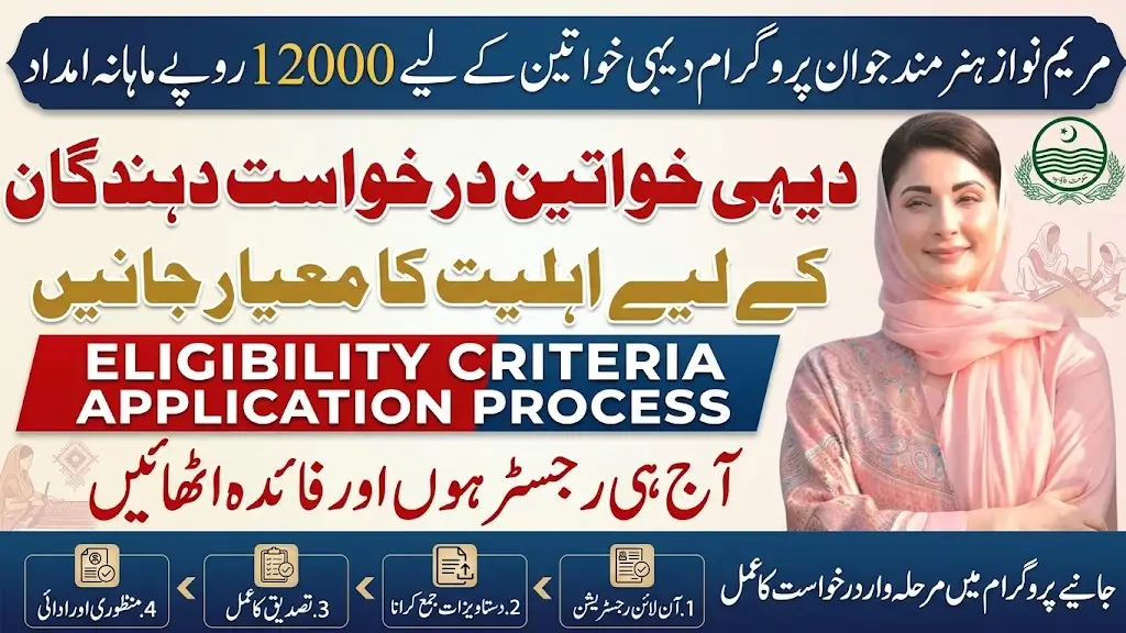 Maryam Nawaz Hunarmand Jawan Program 2026 Rs12000 Monthly Support for Rural Women