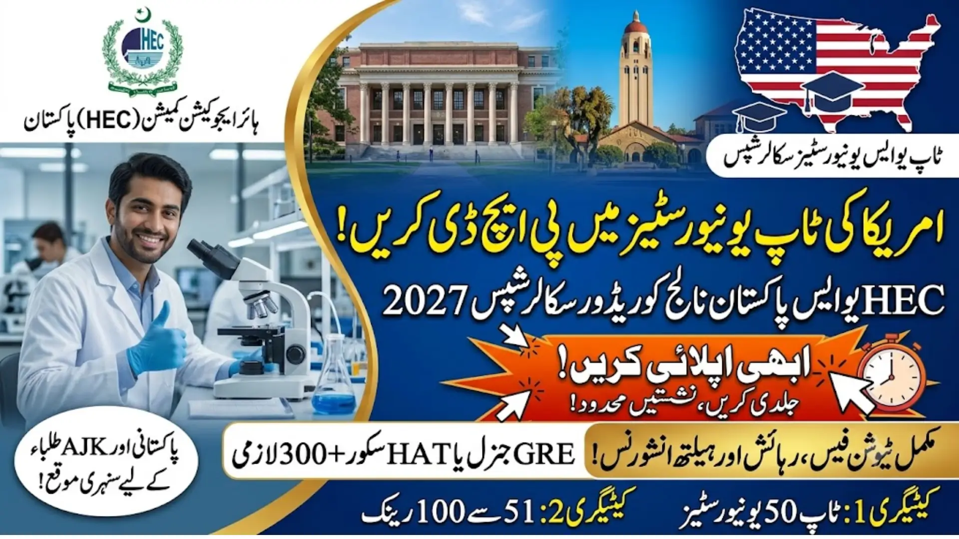 HEC US Pakistan Knowledge Corridor PhD Scholarships 2027 for Top US Universities
