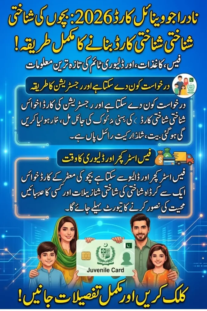 NADRA Juvenile Card Apply Procedure 2026 – Fee, Requirements and Delivery Time for Children Under 18