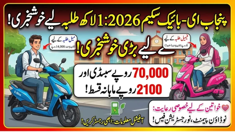 Punjab E-Bike Scheme 2026: 100,000 Student Bikes, Rs. 70,000 Subsidy and Rs. 2,100 Monthly Installment