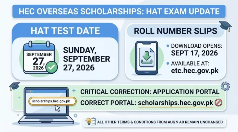 HEC Sets September 27 for HAT Exam — Roll Number Slips to Open Soon for Overseas Scholarship Hopefuls