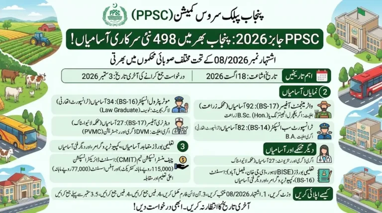 PPSC Jobs 2026 498 New Government Vacancies Announced Across Punjab Apply by September 3 PPSC Jobs 2026 498 New Government Vacancies Announced Across Punjab Apply by September 3