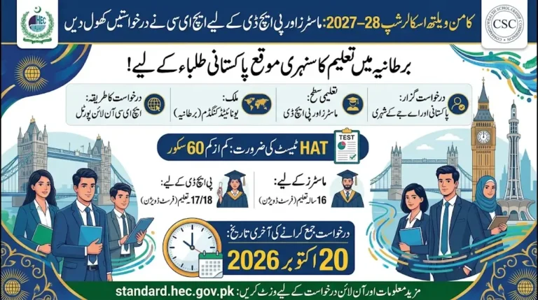 Commonwealth Scholarship 2027–28: HEC Opens Applications for Master’s and PhD