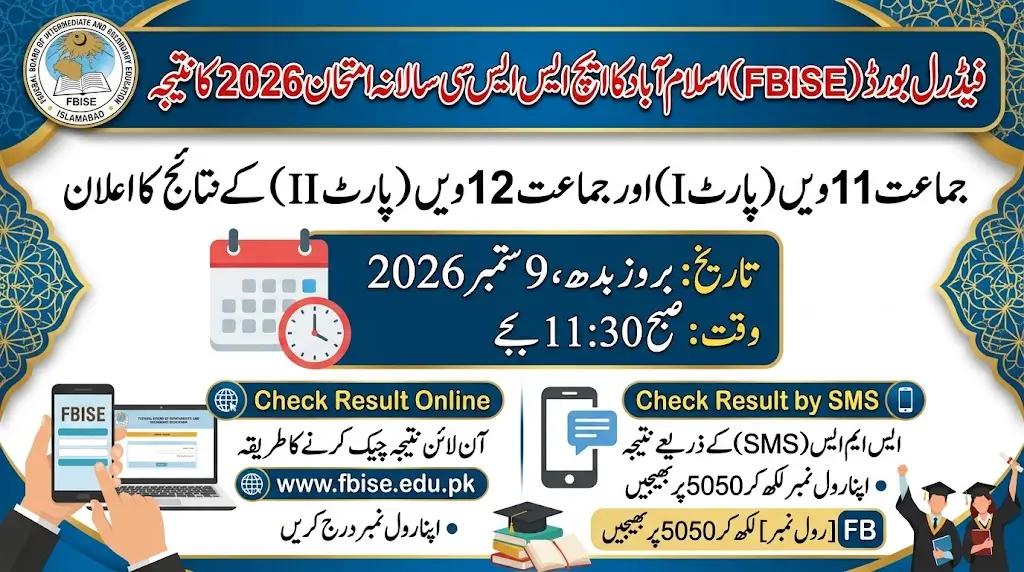 FBISE HSSC Result 2026: Class 11th and 12th Result Date, Time and Check Online