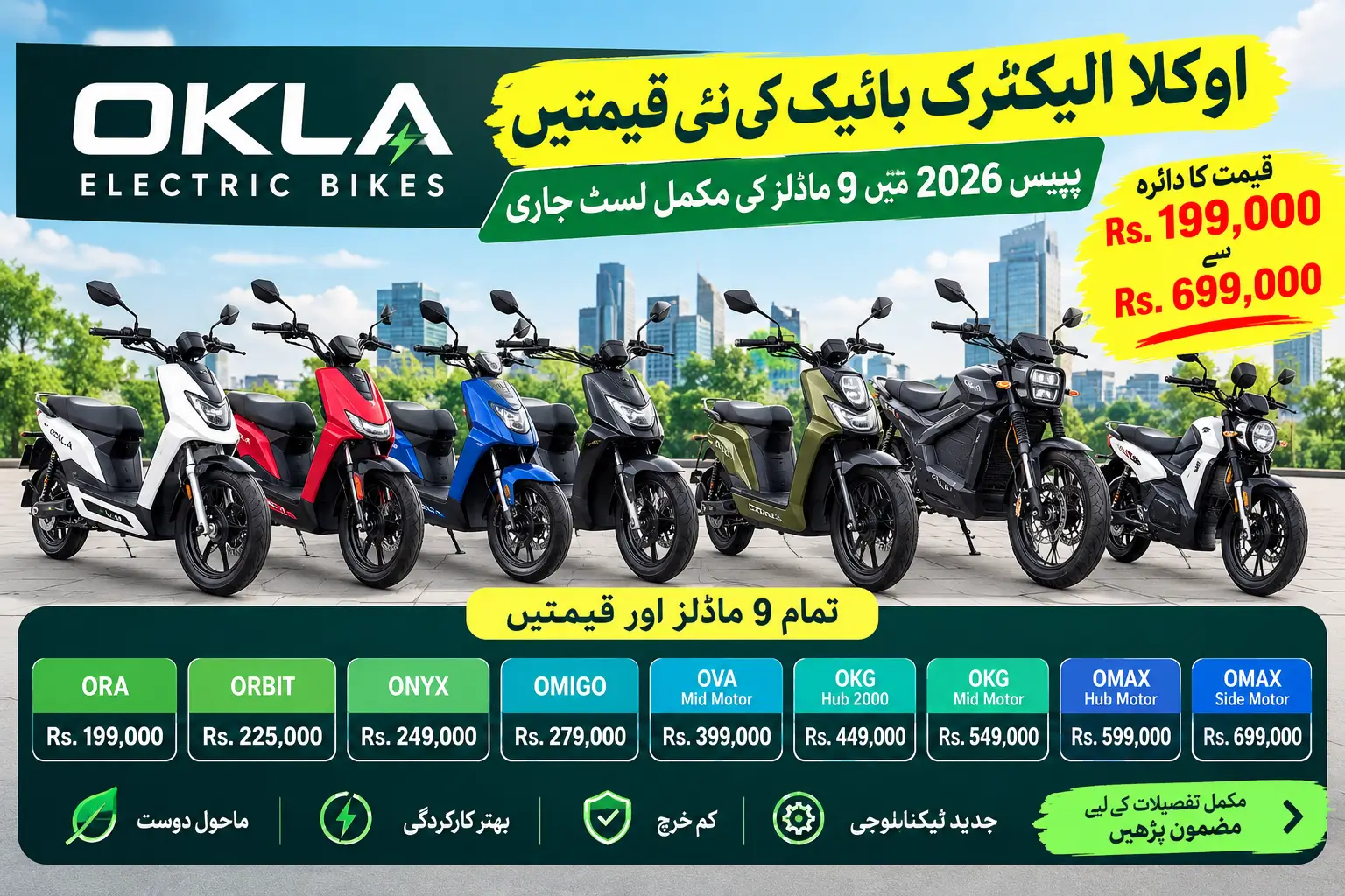 OKLA Electric Bike Price in Pakistan 2026: New Models and PAPS 2026 Price List