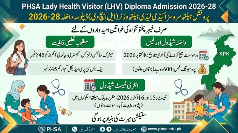 PHSA LHV Admission 2026-28: Eligibility, Last Date, Fee and Entry Test
