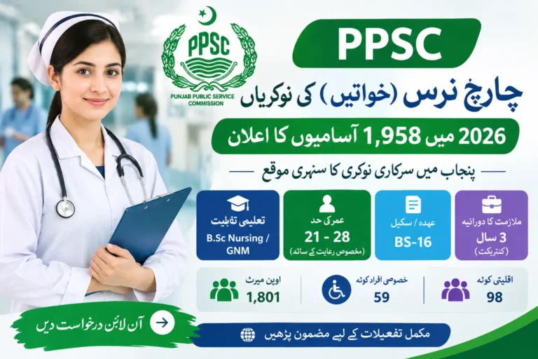 PPSC Charge Nurse Female Jobs 2026: 1,958 Charge Nurse Vacancies AnnouncedPPSC Charge Nurse Female Jobs 2026: 1,958 Charge Nurse Vacancies Announced