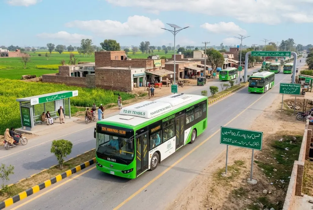 Punjab Electric Bus Service to Expand to 91 Tehsils From January 2027