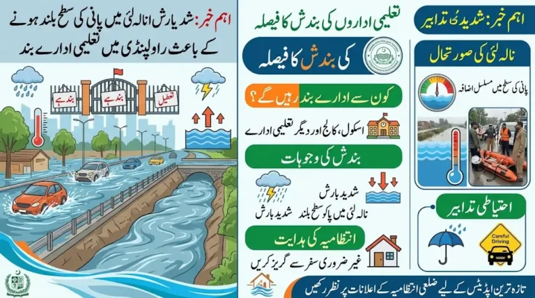 Rawalpindi Schools Closed Due to Heavy Rain and Rising Nullah Lai Water Level