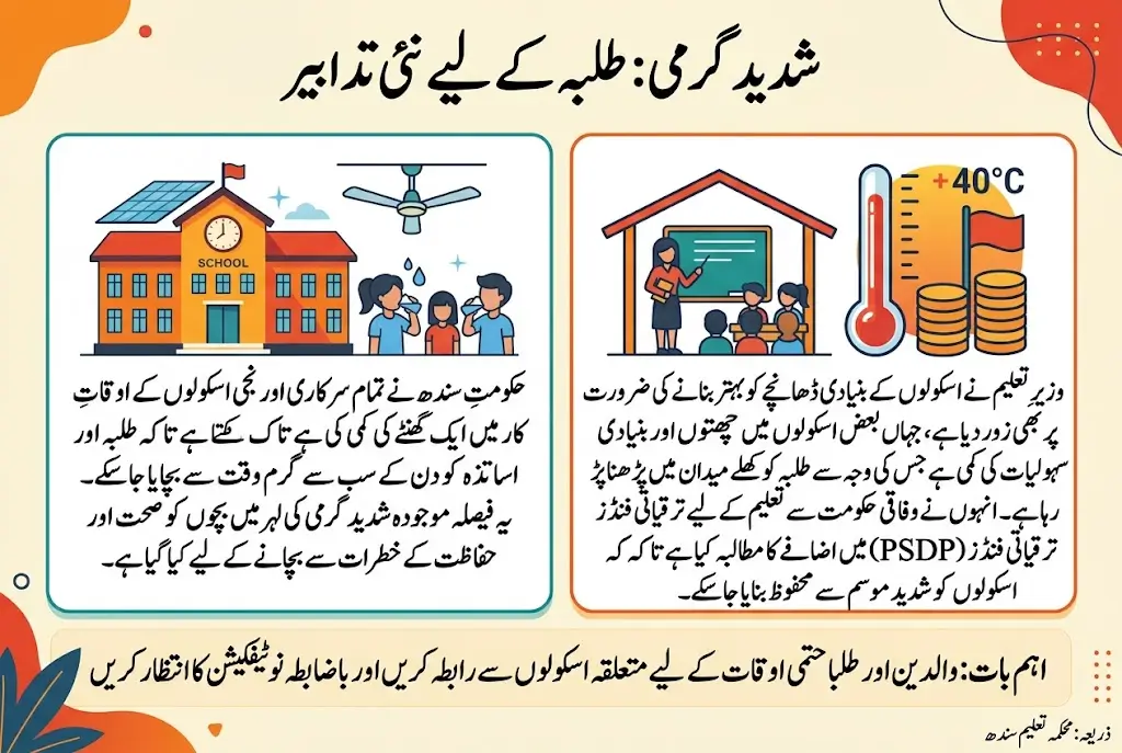 Sindh School Timings Reduced by One Hour Due to Extreme Heat