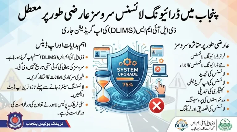 Punjab Driving License Services Temporarily Suspended Due to DLIMS Upgrade