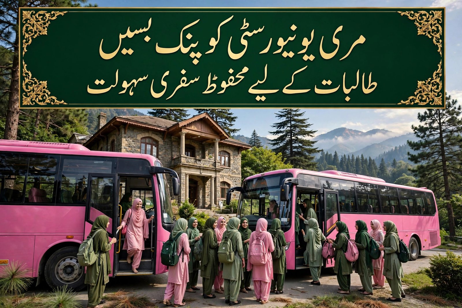 Murree University Pink Buses for Female Students