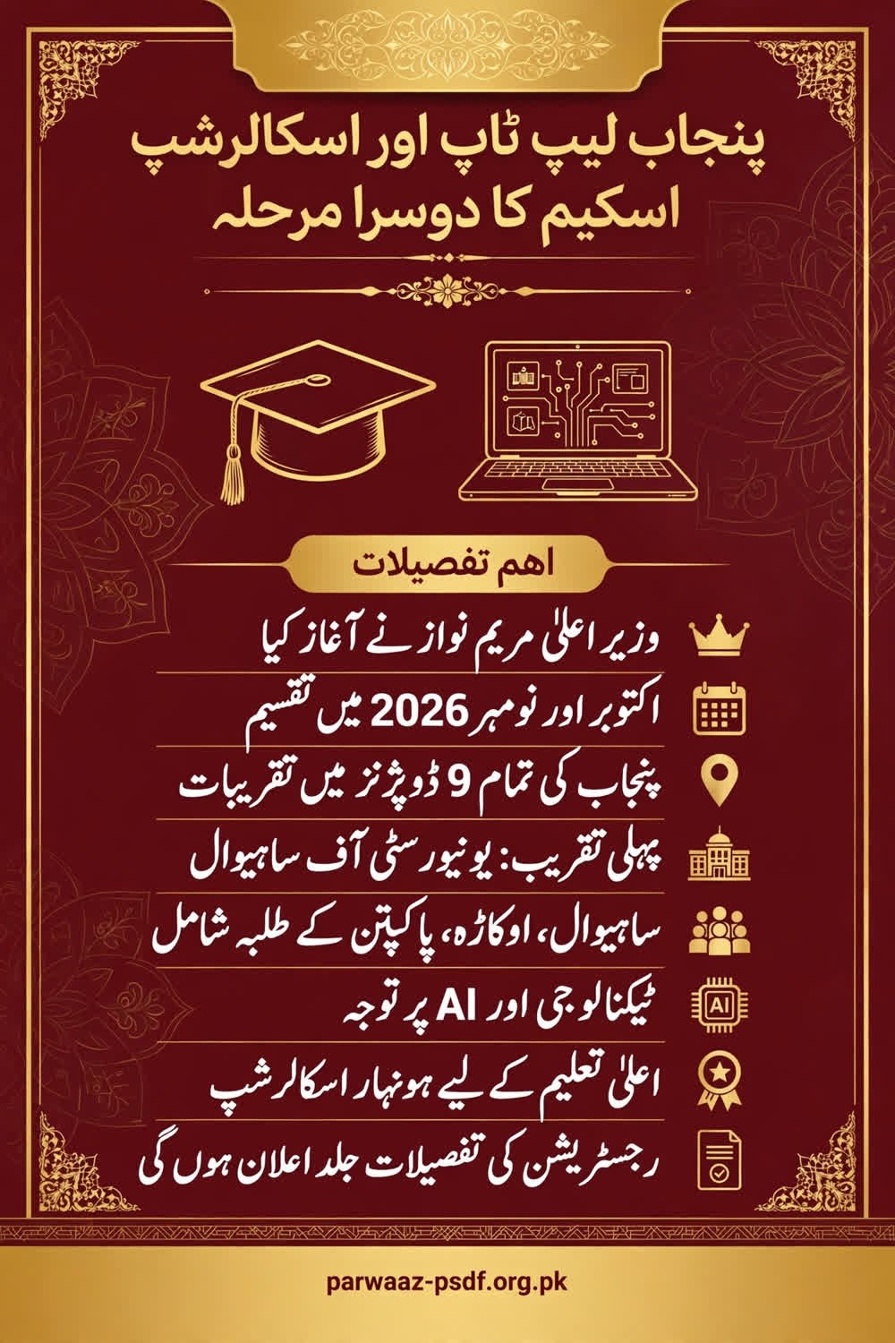 لیپ ٹاپ اور اسکالرشپ اسکیم کا دوسرا مرحلہ
